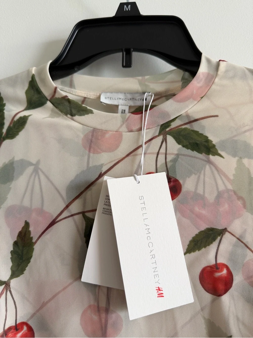 NWT STELLA MCCARTNEY H&M CHERRY-PRINT MESH TOP - Picture 6 of 6